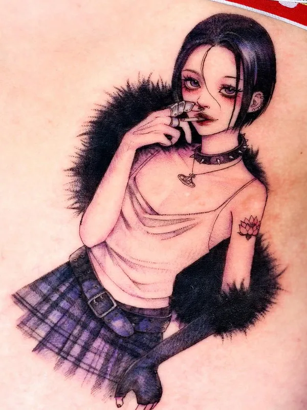female color anime татуировка на shoulder blade #75220 | Тату мастер Domi Lee