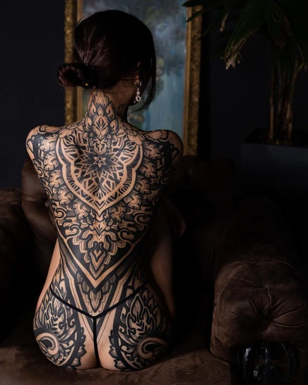 Traditional Geometric patterns tattoo on Back