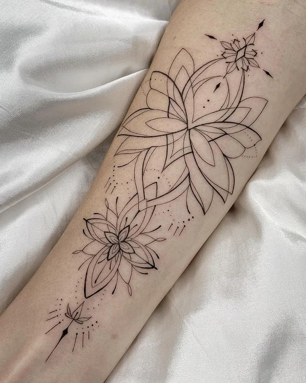 Geometric Flower, Geometric shapes tattoo on Forearm