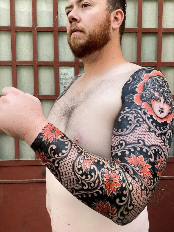 male color neo traditional 纹身 在 full sleeve #75472 | 纹身师 Joe Tartarotti