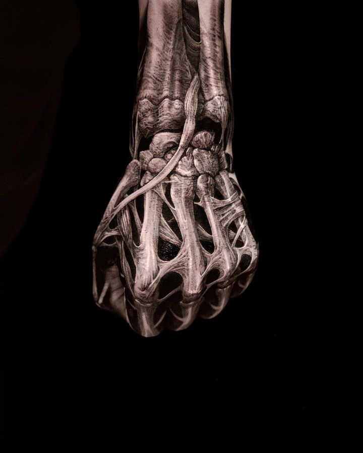 Skeleton Man Tattoo — fun foot tattooing, part of large on going work