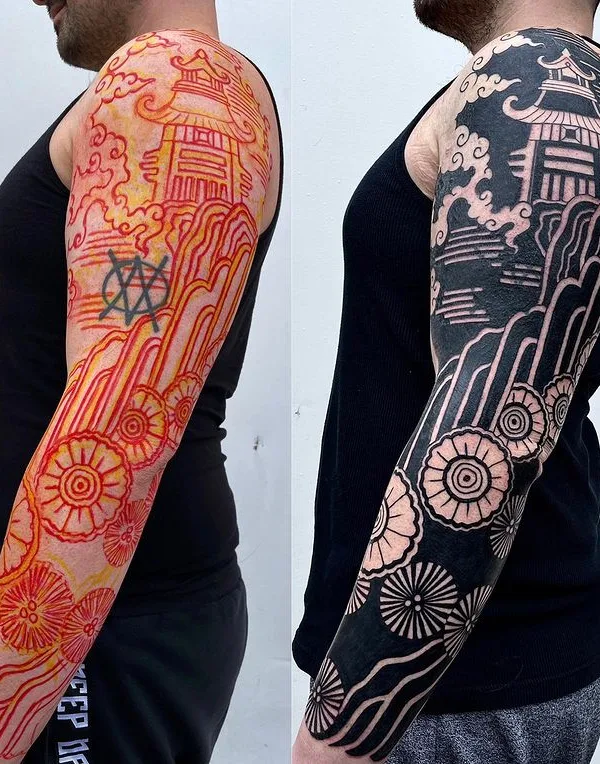 male black japanese Tatuaggio su full sleeve #75558 | Tatuatore Jessi Manchester
