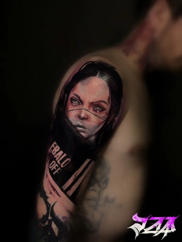 female black and grey realism Tatuaggio su upper arm #75591 | Tatuatore Rafael Shehmametev