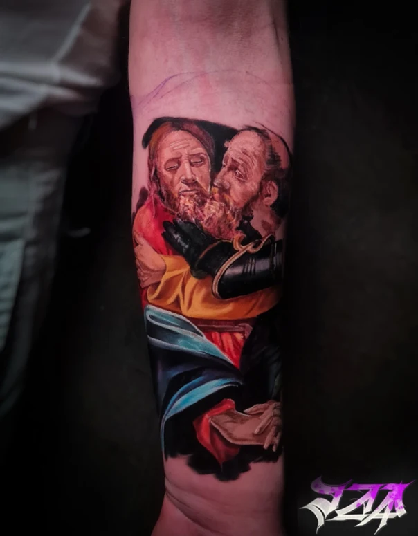 Реализм Religious, People tattoo на Предплечье