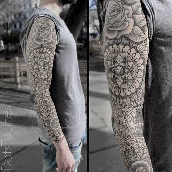 Mandala Mandala, Rose tattoo on Full Sleeve