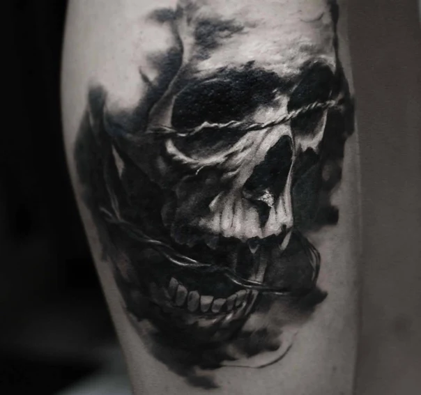 Black & Grey Skull tattoo on Forearm