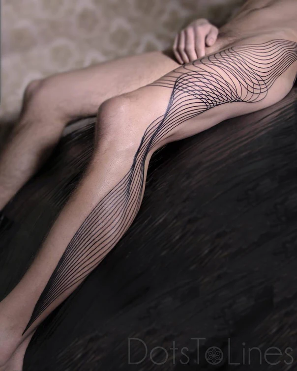 Linework Lines tattoo on Thigh