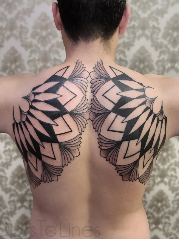 black geometric tattoo on upper back #4848 | Tattoo Artist Chaim Machlev
