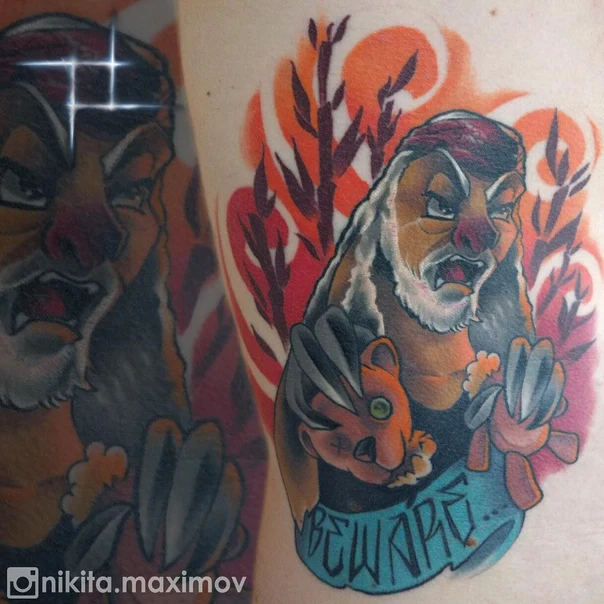 Cartoon Animal, Character tattoo на Дельта