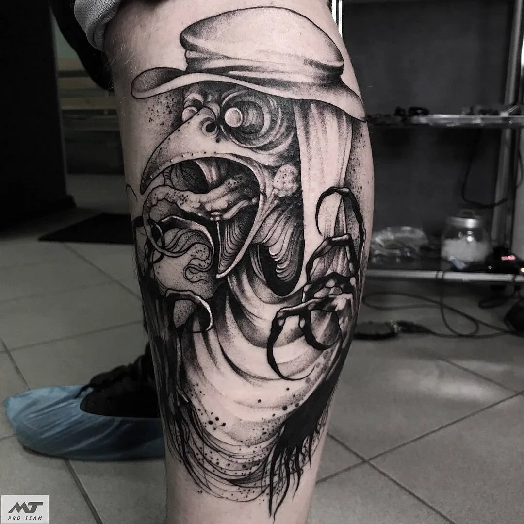 Tattoo artist Sasha Katuna authors blackwork tattoo | Russia