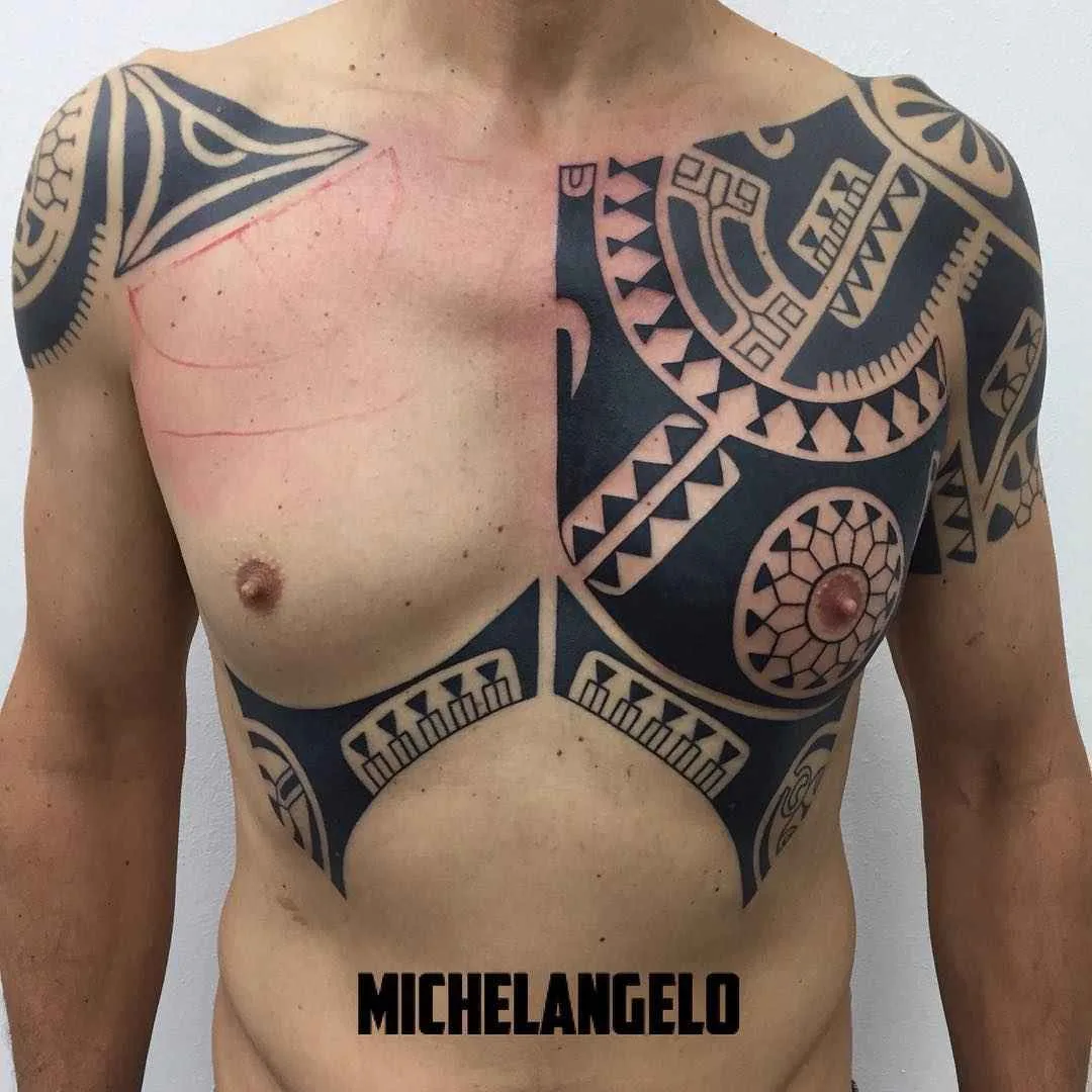 Tattoo artist Michelangelo blackwork tribal tattoo