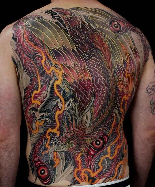 Japanese Phoenix, Dragon tattoo on Full Back