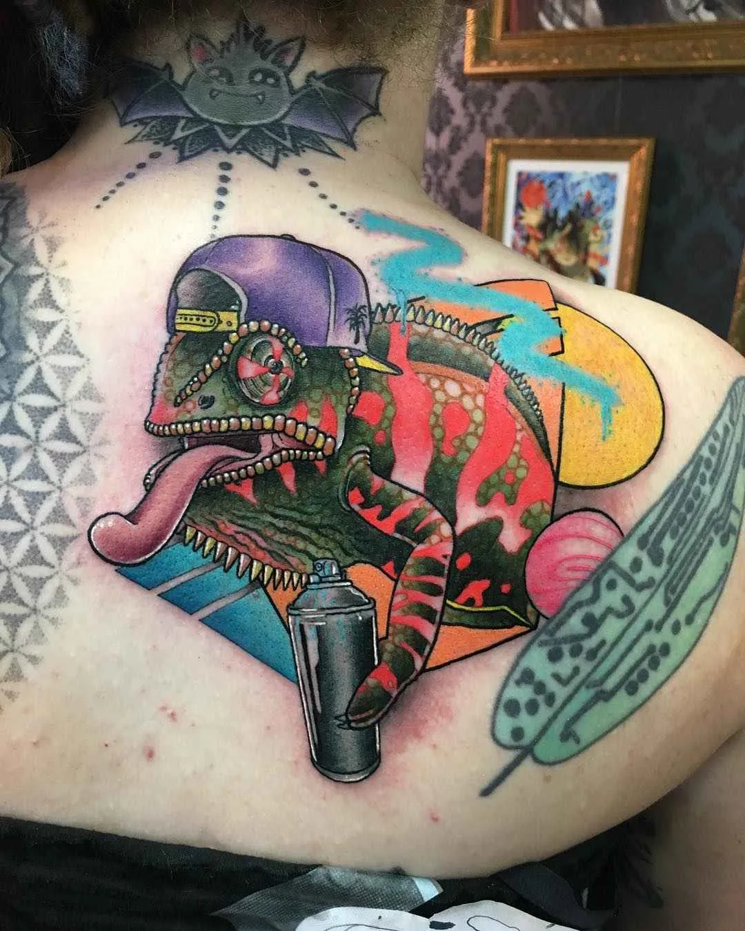 Tattoo artist Leisure Brodie Bandit bright authors new school tattoo in 80's style | Perth, Australia