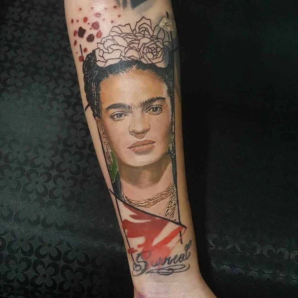 Realism Portrait, Floral tattoo on Forearm