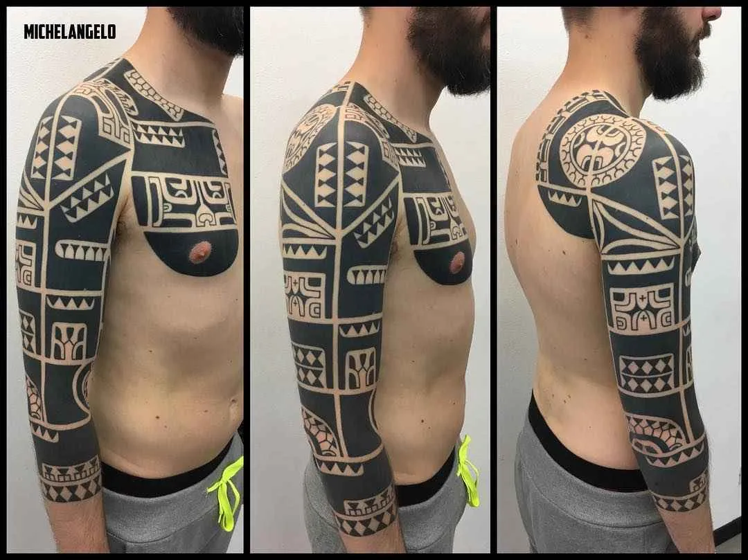 Tattoo artist Michelangelo blackwork tribal tattoo