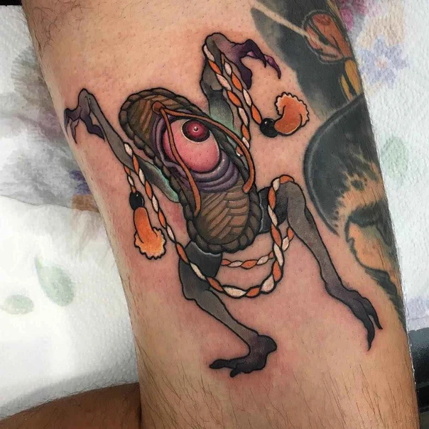 Illustrative Monster, Eye tattoo on Calf