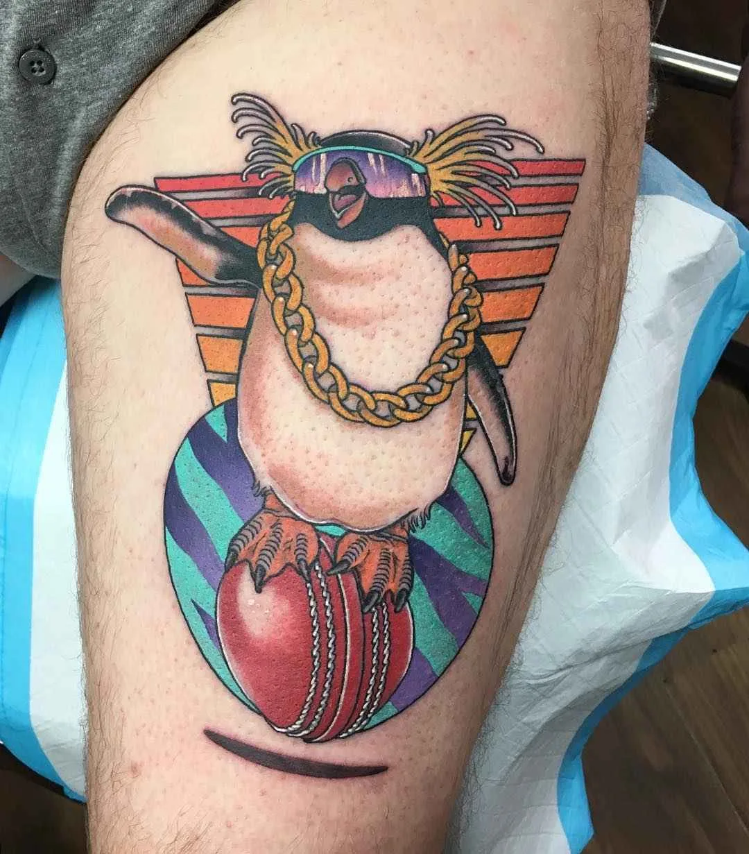 Tattoo artist Leisure Brodie Bandit bright authors new school tattoo in 80's style | Perth, Australia