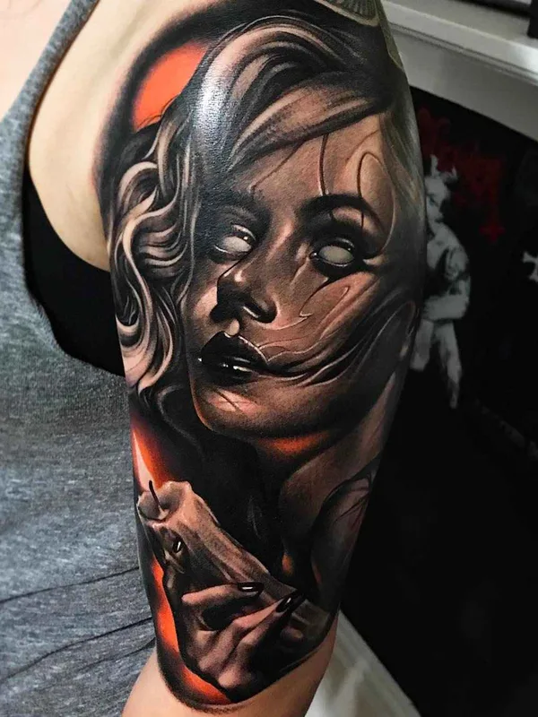 female black and grey realism Tatuagem em upper arm #14838 | Tatuador Brandon Herrera