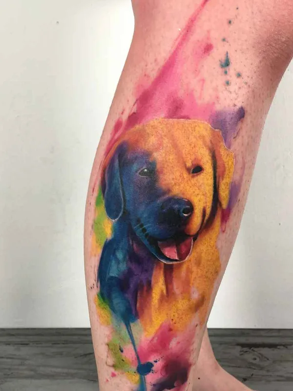 color watercolor Tatuaggio su calf #14709 | Tatuatore Emrah de Lausbub