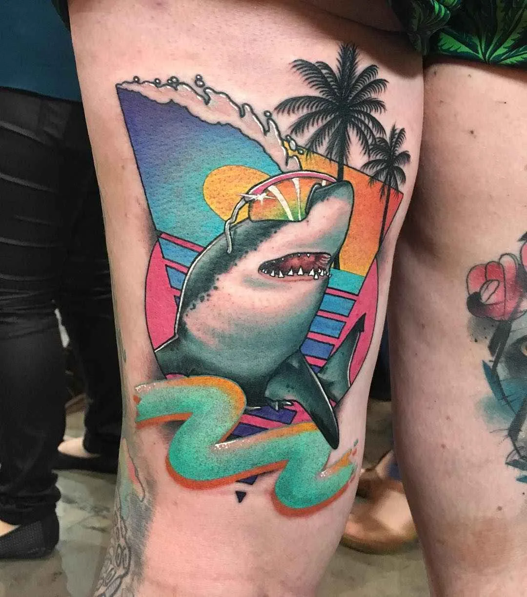 Tattoo artist Leisure Brodie Bandit bright authors new school tattoo in 80's style | Perth, Australia