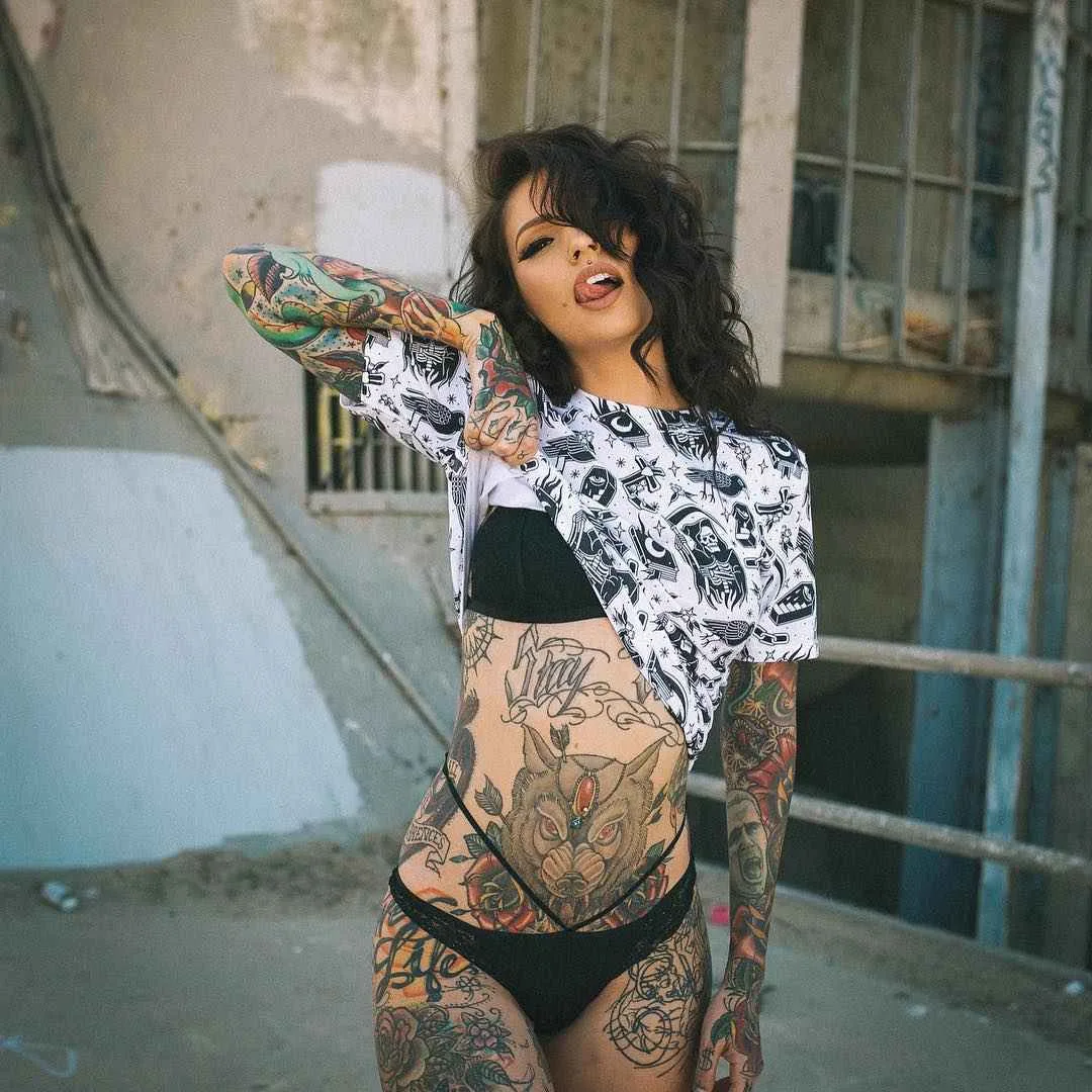 Tattooed model Angela Mazzanti, alternative photo model, inked girl | USA