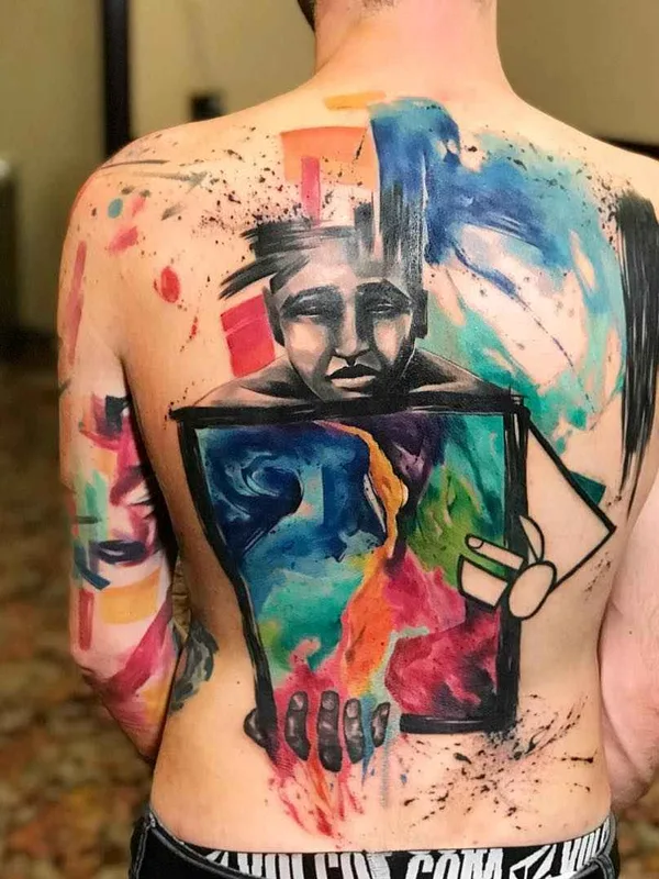 color watercolor Tatuaggio su full back #14711 | Tatuatore Emrah de Lausbub