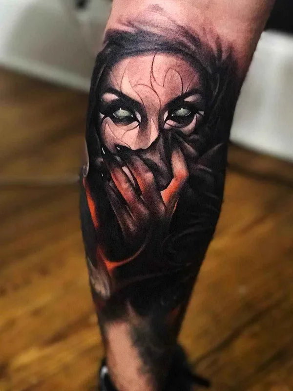 black and grey realism Tatuagem em calf #14844 | Tatuador Brandon Herrera