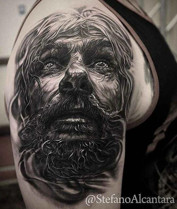 Realism Portrait tattoo on Shoulder