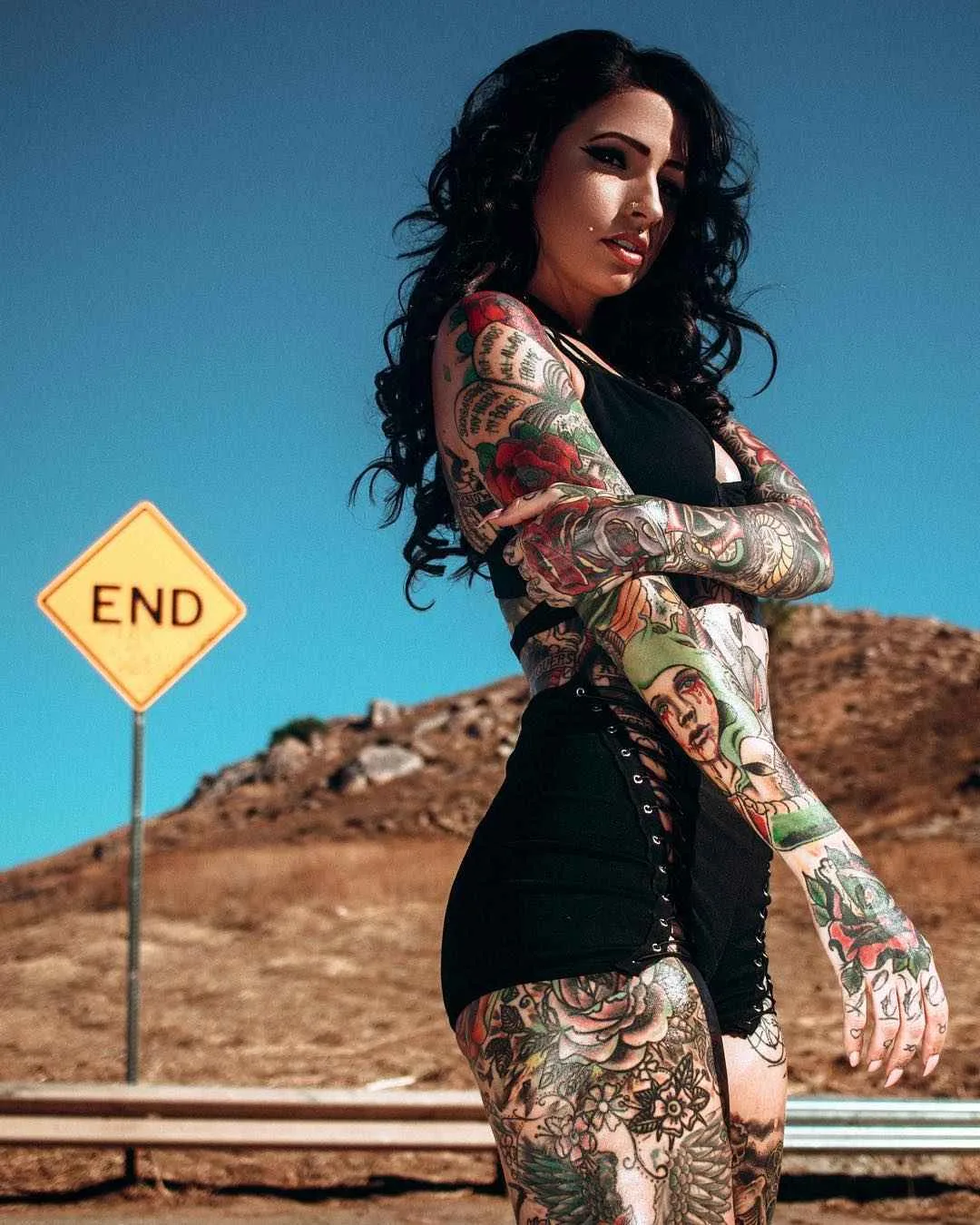 Tattooed model Angela Mazzanti, alternative photo model, inked girl | USA