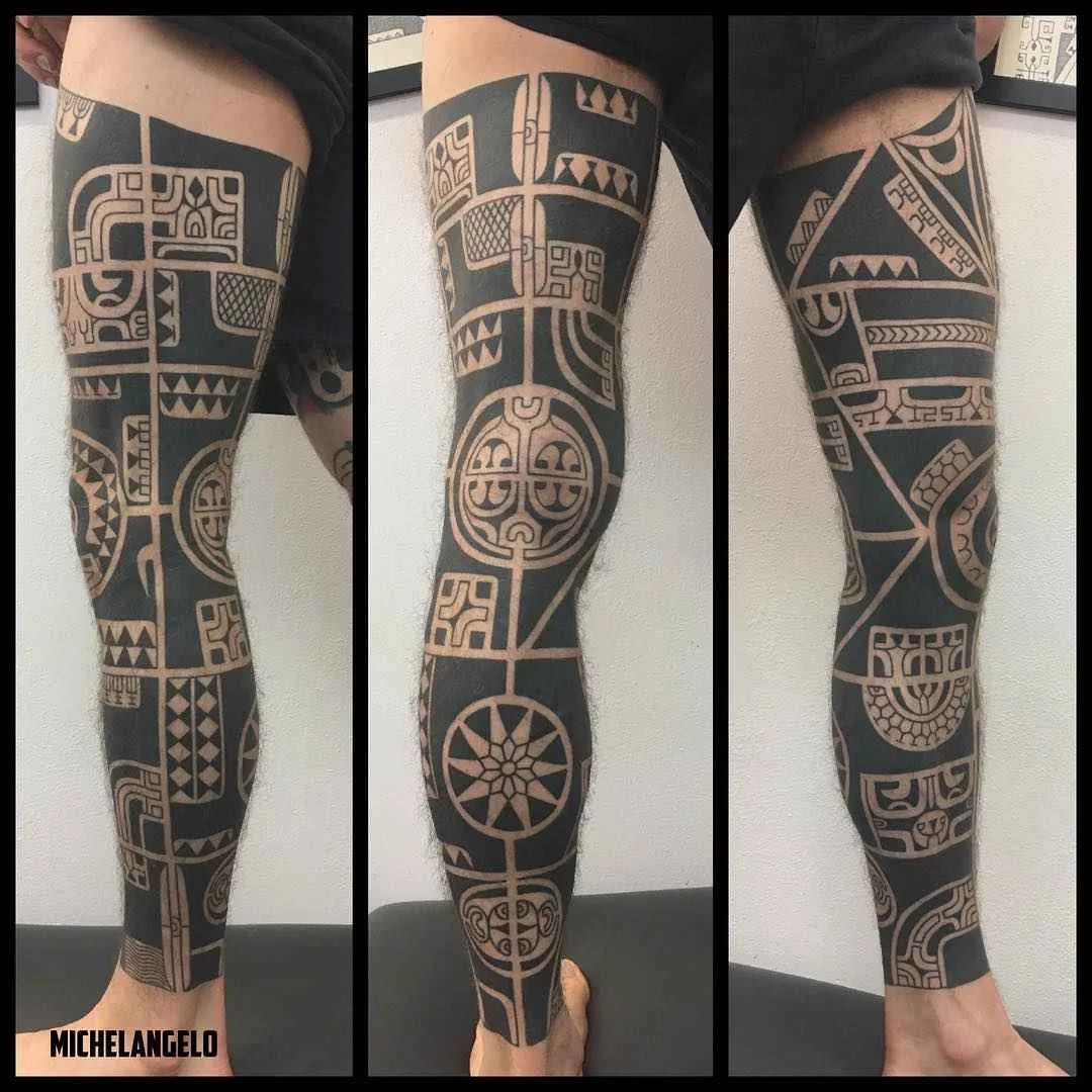 Tattoo artist Michelangelo blackwork tribal tattoo