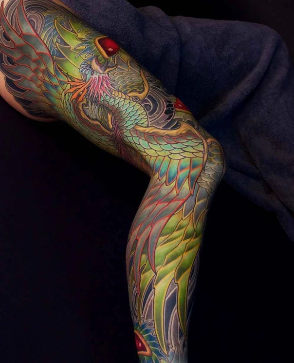 Japanese Dragon, Wings tattoo on Full Sleeve