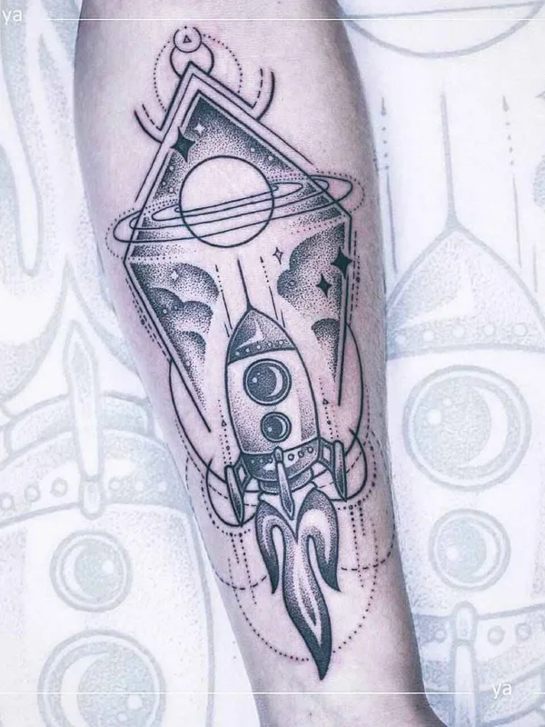 black and grey geometric Tatuagem em forearm #14824 | Tatuador Анастасия Ятссон