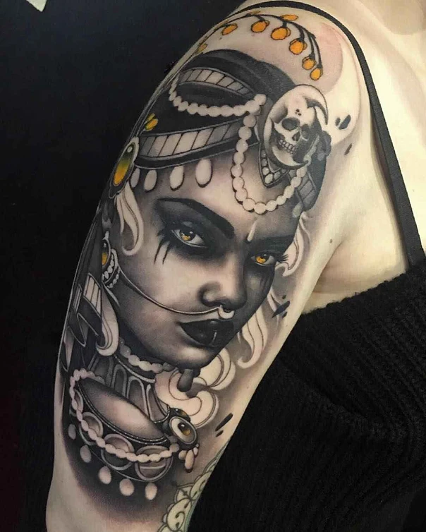 Realism Skull, Portrait tattoo on Shoulder