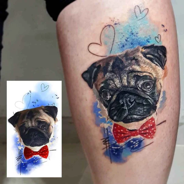 Realism Dog, Heart tattoo on Thigh