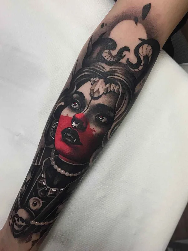 female color neo traditional tattoo on forearm #14691 | Tattoo Artist CRISTIAN CASAS