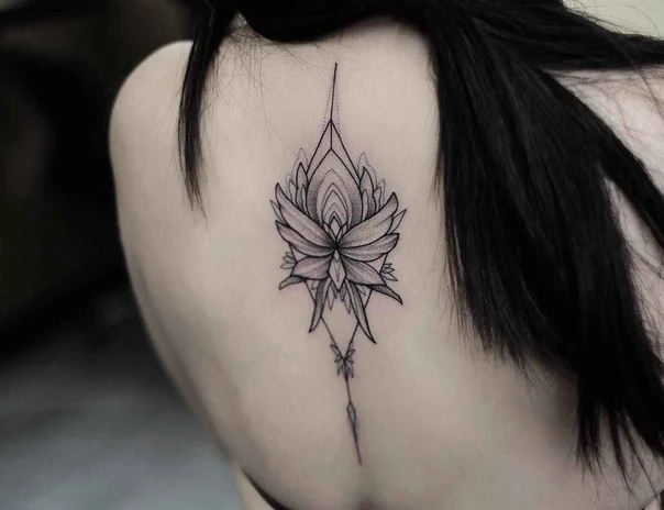 Linework Lotus, Mandala tattoo on Shoulder Blade