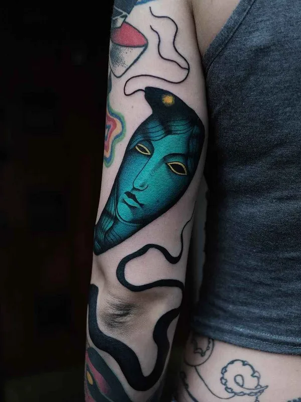 female color illustrative 纹身 在 outer arm #14785 | 纹身师 Aleksy Marcinow