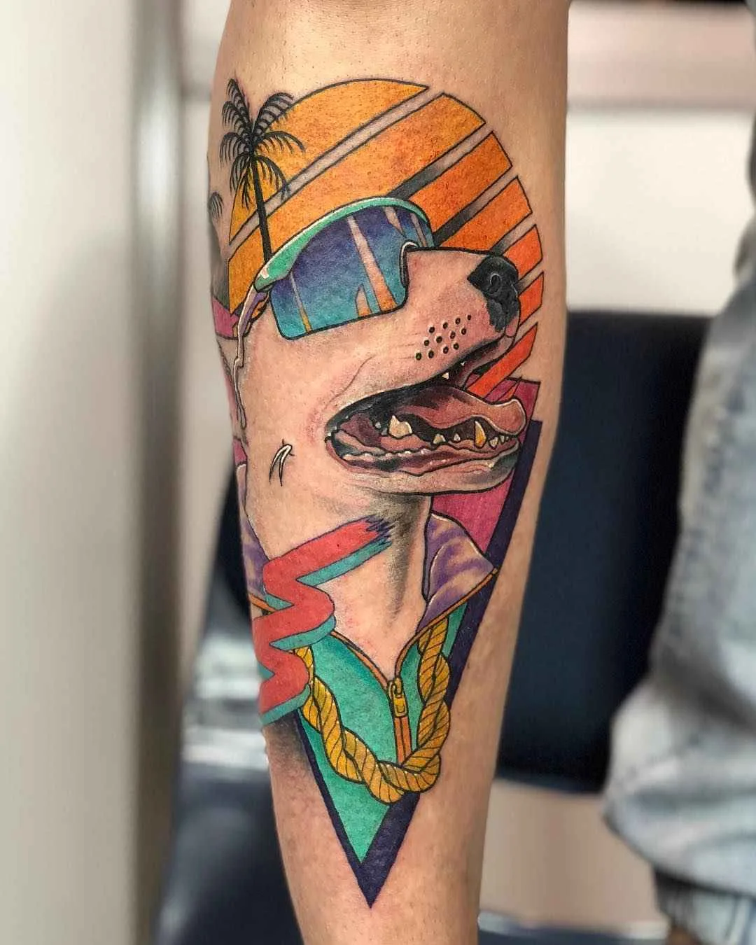 Tattoo artist Leisure Brodie Bandit bright authors new school tattoo in 80's style | Perth, Australia