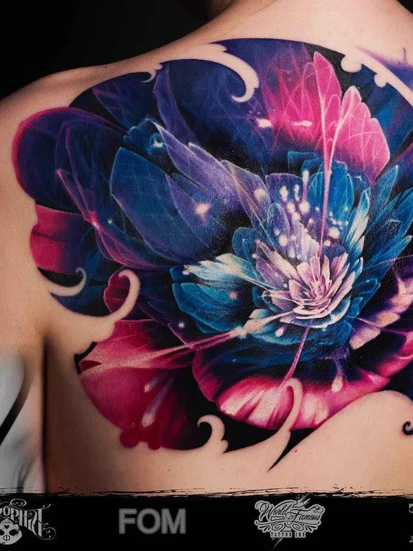 color watercolor tattoo on upper back #14667 | Tattoo Artist Илья Фоминых