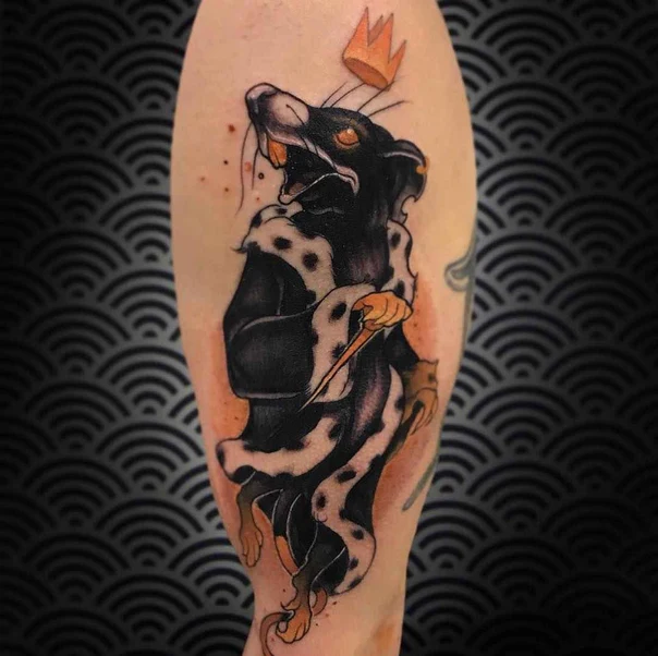 Neo Traditional Animal, Crown tattoo on Forearm