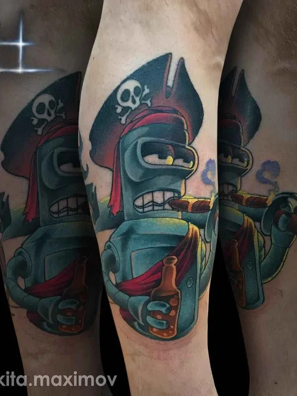 color cartoon Tatuaggio su calf #14812 | Tatuatore Никита Максимов