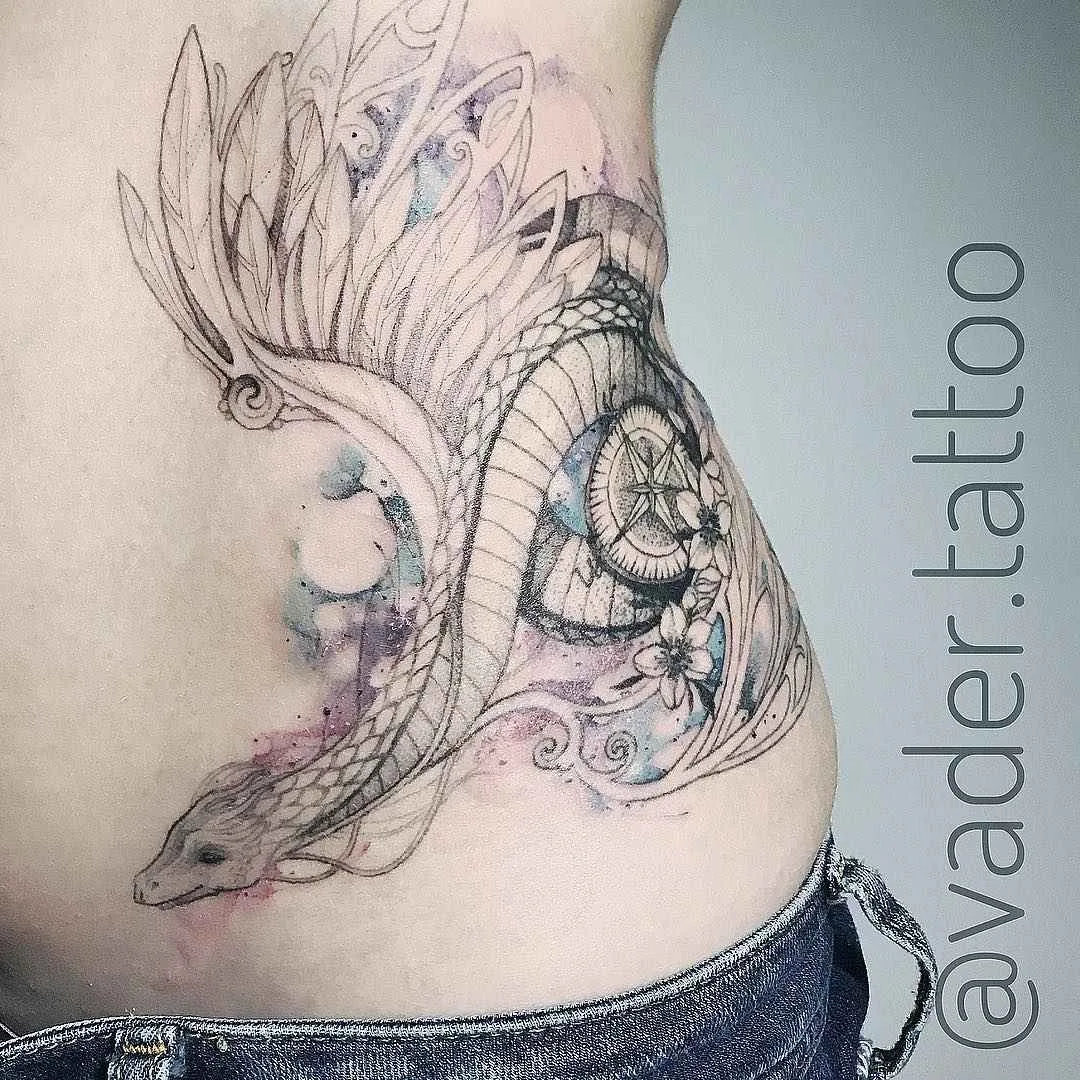 Tattoo artist Tatiana Vader authors dotwork watercolor tattoo | Saint Petersburg, Russia