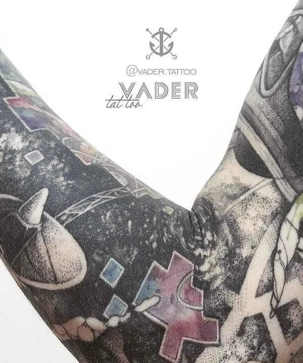 color abstract татуировка на full sleeve #15198 | Тату мастер Татьяна Vader