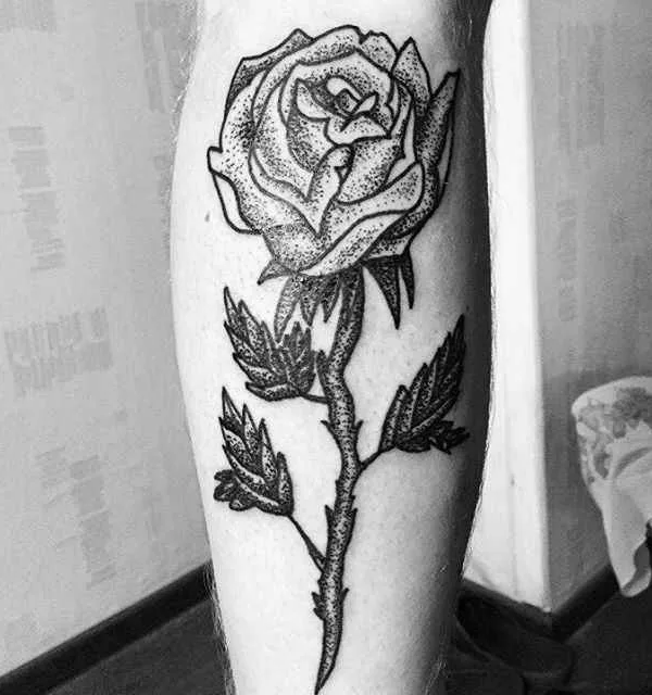 black and grey blackwork tattoo auf calf #15154 | Tätowierer Машковцев Руслан