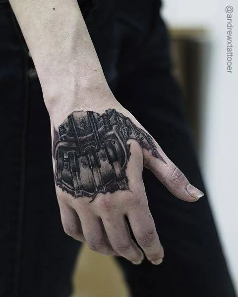 Биомеханика Mechanical, Keyboard tattoo на Тыльная сторона кисти