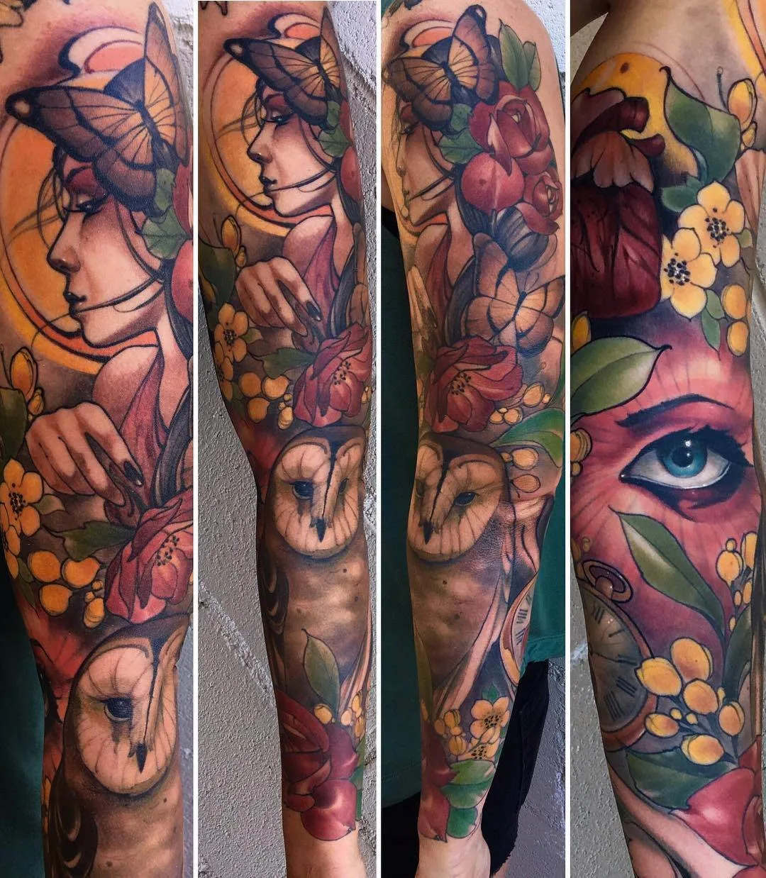 Tattoo artist Matt Tischler, authors style color neo traditional tattoo | USA