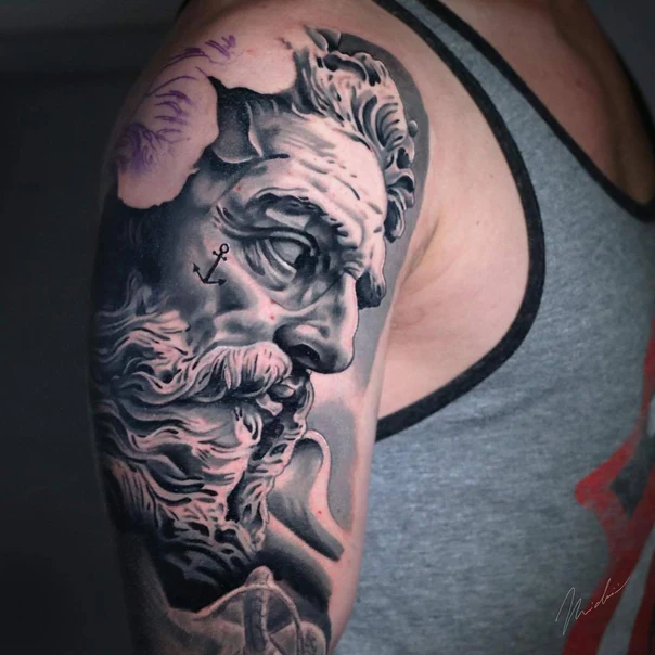 Realism Bust, Anchor tattoo on Upper Arm
