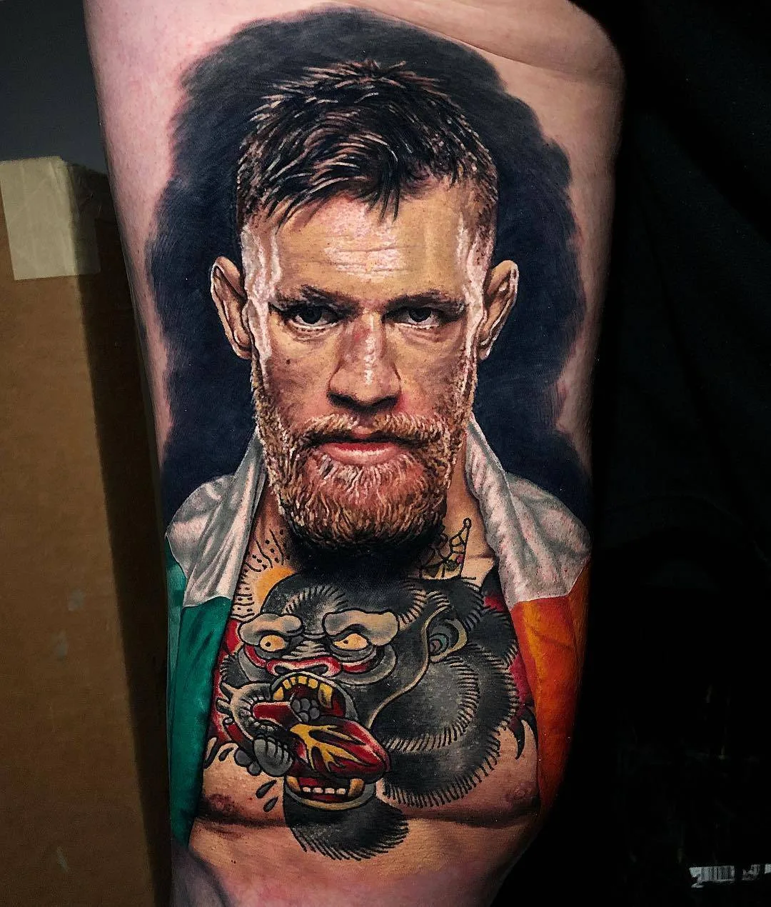 Artista de tattoo Steve Butcher, Conor McGregor - retrato de cor em tattoo de realismo