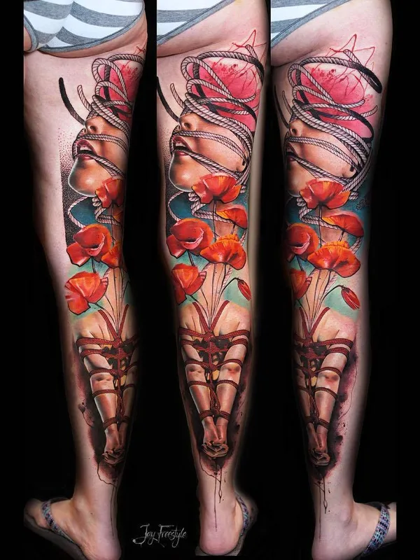 female color realism татуировка на full leg #27008 | Тату мастер Jay Freestyle