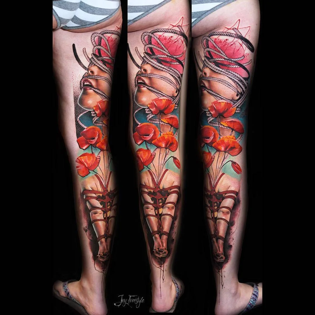Artista de tattoo Jay Freestyle, estilo de coloração abstrata realista, gráfico, aquarela | Amsterdã, Holanda
